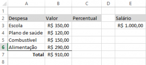 como calcular percentual 1