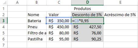 como calcular porcentagem no excel exemplo 1